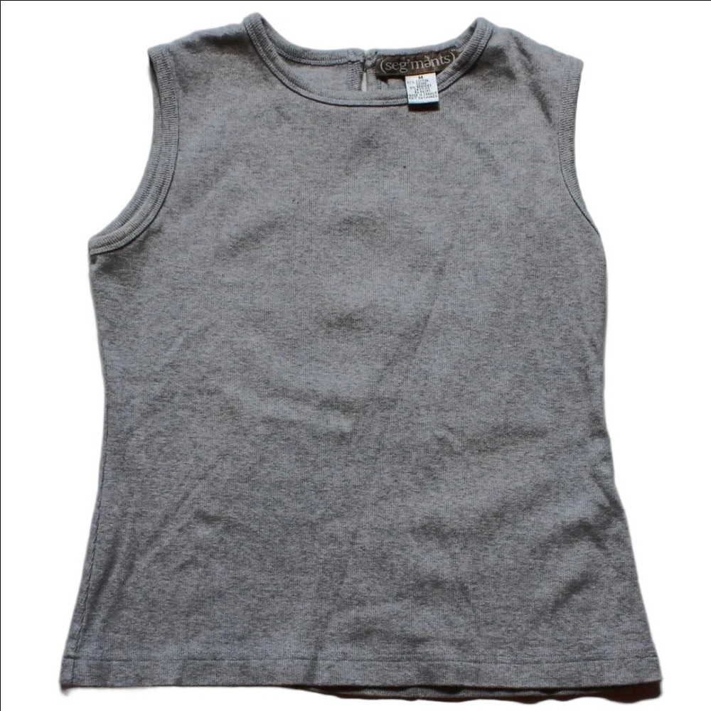 Segments Ribbed Grey Tank Top